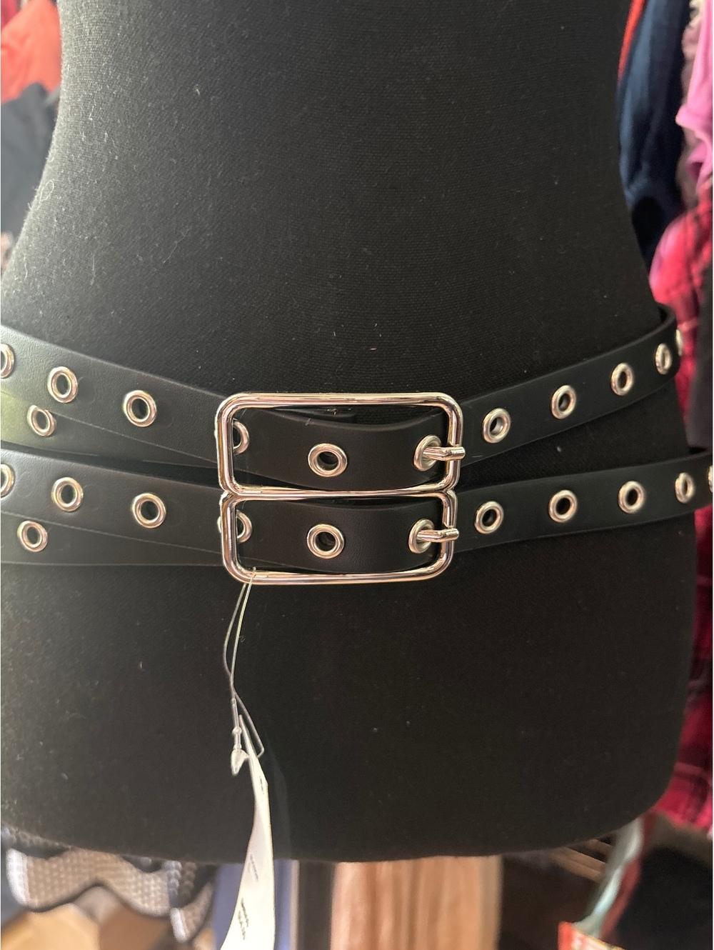 NWT Urban Outfitters Double Belt in Black/Silver, Size L